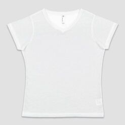 1507 Sublivie LAT Apparel - Black Ladies V-Neck Sublimation Tee - White