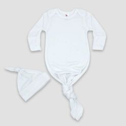 Baby Knotted Gown and Beanie Set White - Polyester Cotton Blend - LGS4821W - The Laughing Giraffe®