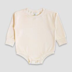 Long Sleeve Bubble Romper — Natural — Premium 100% Cotton LG2300N - The Laughing Giraffe®