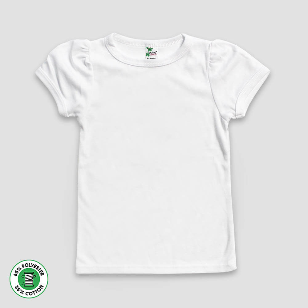 Toddler Girls Puff Sleeve T-Shirts - Poly-Cotton Blend | KidsBlanks