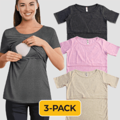 Luxe Womens Short Sleeve Nursing Top - 3-Pack